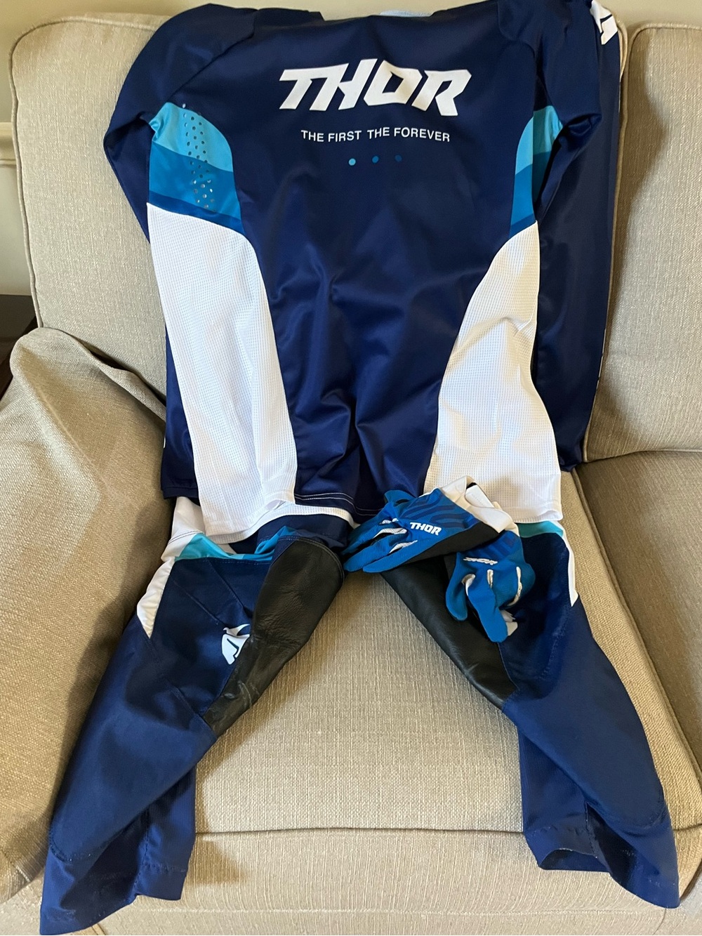 Thor Navy Blue White Motocross Gear